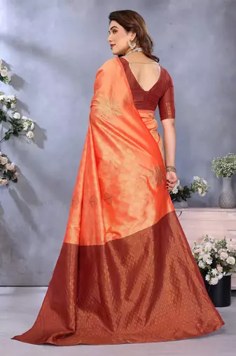 faux Kanjivaram banarasi jacquard silk blend saree with unstiched blouse piece
