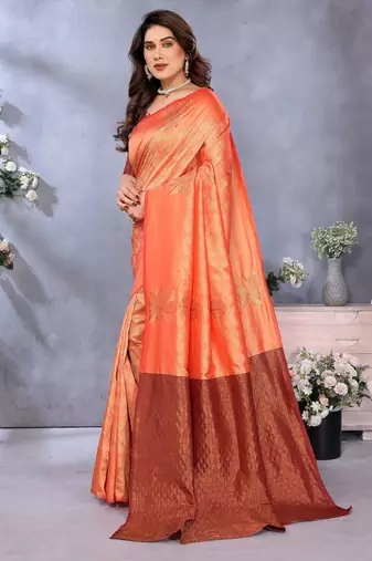 faux Kanjivaram banarasi jacquard silk blend saree with unstiched blouse piece