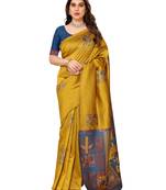 faux Kanjivaram banarasi jacquard silk blend saree with unstiched blouse piece
