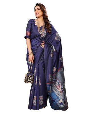 faux Kanjivaram banarasi jacquard silk blend saree with unstiched blouse piece 1