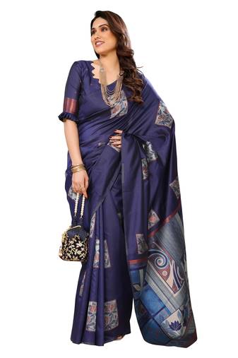 faux Kanjivaram banarasi jacquard silk blend saree with unstiched blouse piece
