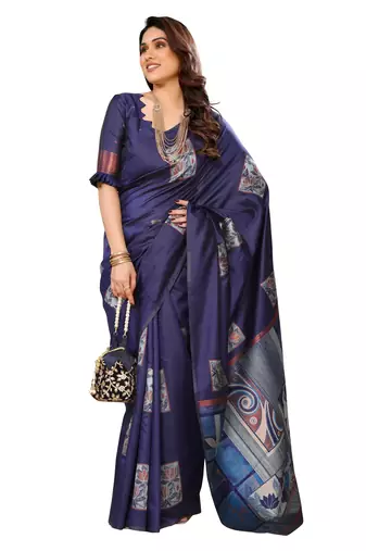faux Kanjivaram banarasi jacquard silk blend saree with unstiched blouse piece