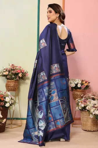 faux Kanjivaram banarasi jacquard silk blend saree with unstiched blouse piece