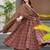 Elegant brown printed pure muslin anarkali suit set with palazzo and dupatta