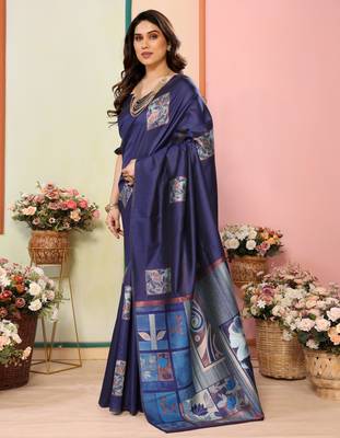faux Kanjivaram banarasi jacquard silk blend saree with unstiched blouse piece 3