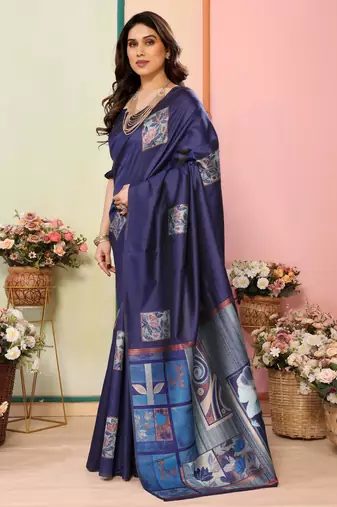 faux Kanjivaram banarasi jacquard silk blend saree with unstiched blouse piece