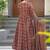 Elegant brown printed pure muslin anarkali suit set with palazzo and dupatta