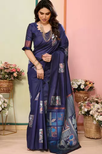 faux Kanjivaram banarasi jacquard silk blend saree with unstiched blouse piece