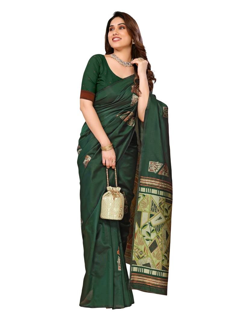 faux Kanjivaram banarasi jacquard silk blend saree with unstiched blouse piece