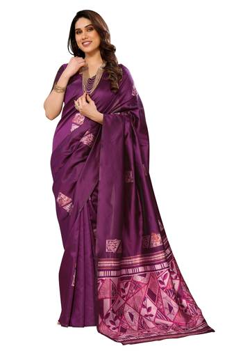 faux Kanjivaram banarasi jacquard silk blend saree with unstiched blouse piece