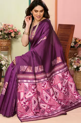 faux Kanjivaram banarasi jacquard silk blend saree with unstiched blouse piece