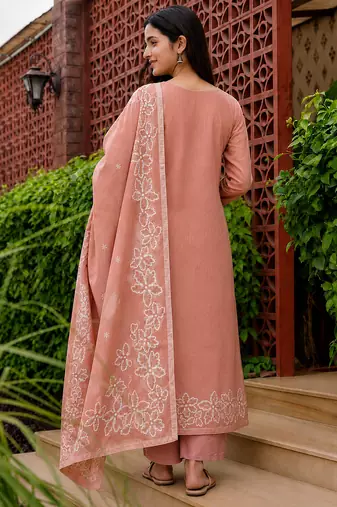 Crtx light maroon jaquard pure cotton kurti with dupatta and pant