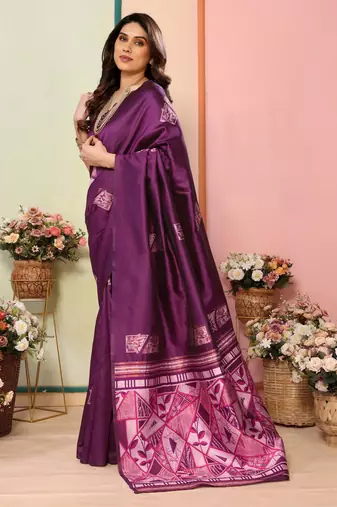 faux Kanjivaram banarasi jacquard silk blend saree with unstiched blouse piece