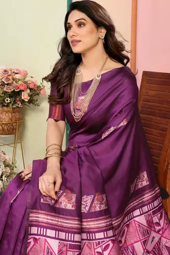 faux Kanjivaram banarasi jacquard silk blend saree with unstiched blouse piece