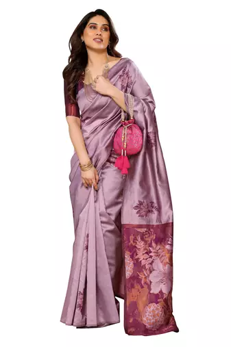 faux Kanjivaram banarasi jacquard silk blend saree with unstiched blouse piece
