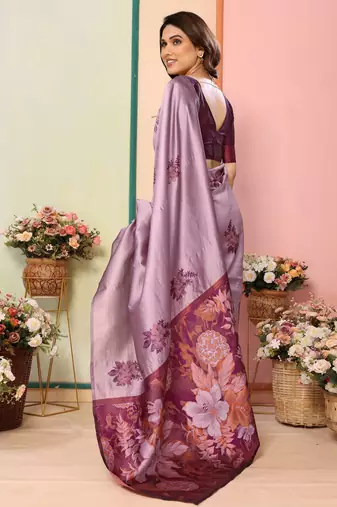 faux Kanjivaram banarasi jacquard silk blend saree with unstiched blouse piece