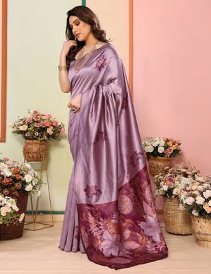 faux Kanjivaram banarasi jacquard silk blend saree with unstiched blouse piece 4