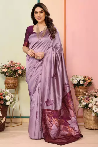 faux Kanjivaram banarasi jacquard silk blend saree with unstiched blouse piece
