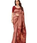 faux Kanjivaram banarasi jacquard silk blend saree with unstiched blouse piece
