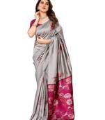 faux Kanjivaram banarasi jacquard silk blend saree with unstiched blouse piece
