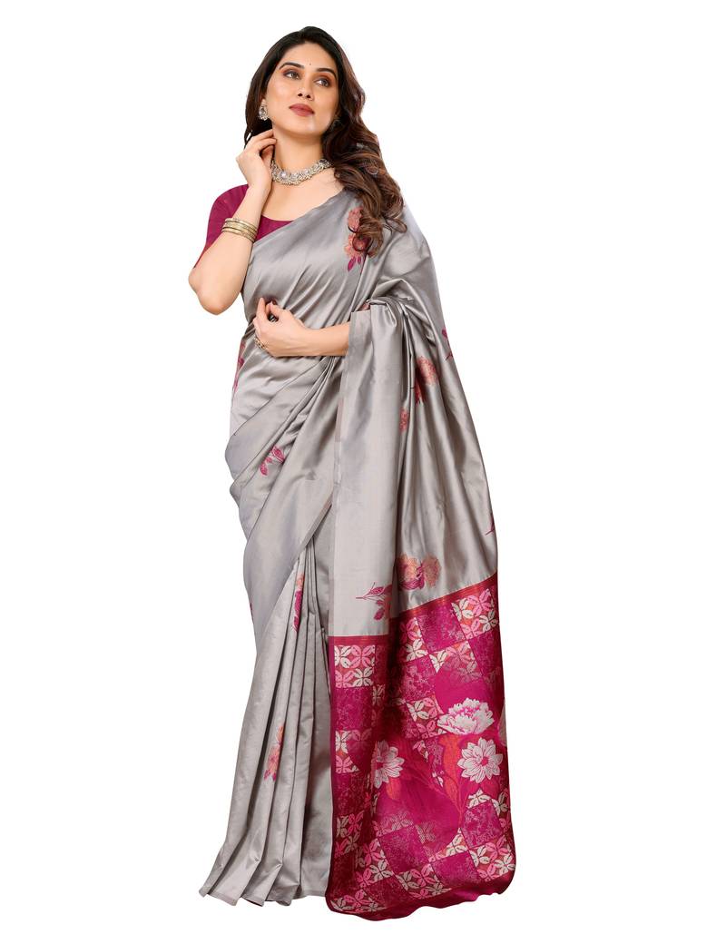 faux Kanjivaram banarasi jacquard silk blend saree with unstiched blouse piece