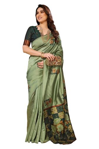 faux Kanjivaram banarasi jacquard silk blend saree with unstiched blouse piece