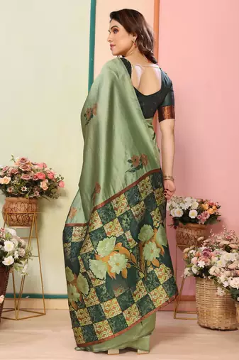 faux Kanjivaram banarasi jacquard silk blend saree with unstiched blouse piece