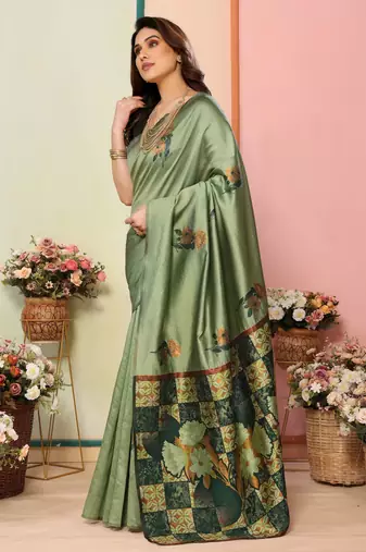 faux Kanjivaram banarasi jacquard silk blend saree with unstiched blouse piece