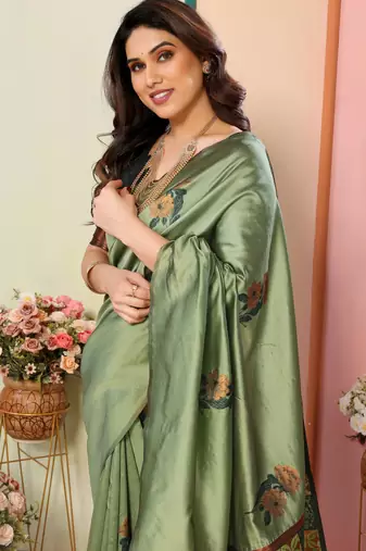 faux Kanjivaram banarasi jacquard silk blend saree with unstiched blouse piece