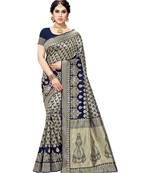 faux Kanjivaram banarasi jacquard silk blend saree with unstiched blouse piece