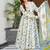 Festive wear cream blue printed muslin kurta palazzo set with dupatta