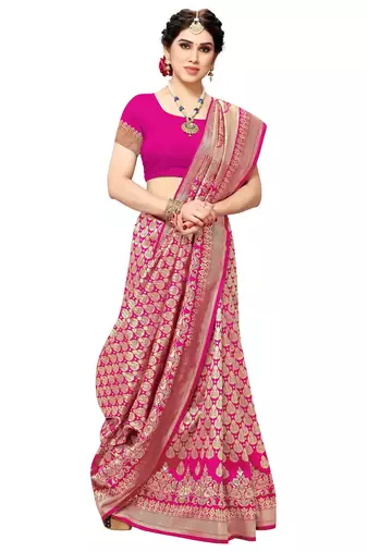 faux Kanjivaram banarasi jacquard silk blend saree with unstiched blouse piece