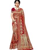 faux Kanjivaram banarasi jacquard silk blend saree with unstiched blouse piece