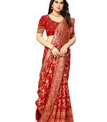 faux Kanjivaram banarasi jacquard silk blend saree with unstiched blouse piece