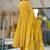 Women's mustard yellow printed pure muslin anarkali kurta set with palazzo and dupatta