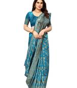 faux Kanjivaram banarasi jacquard silk blend saree with unstiched blouse piece