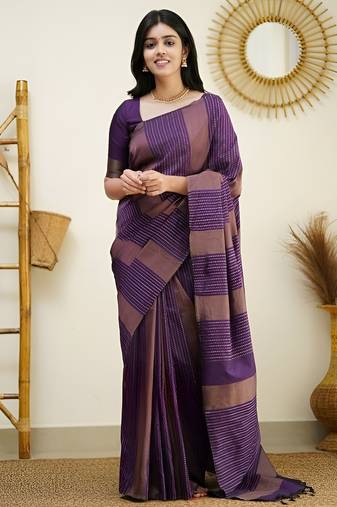 faux Kanjivaram banarasi jacquard silk blend saree with unstiched blouse piece