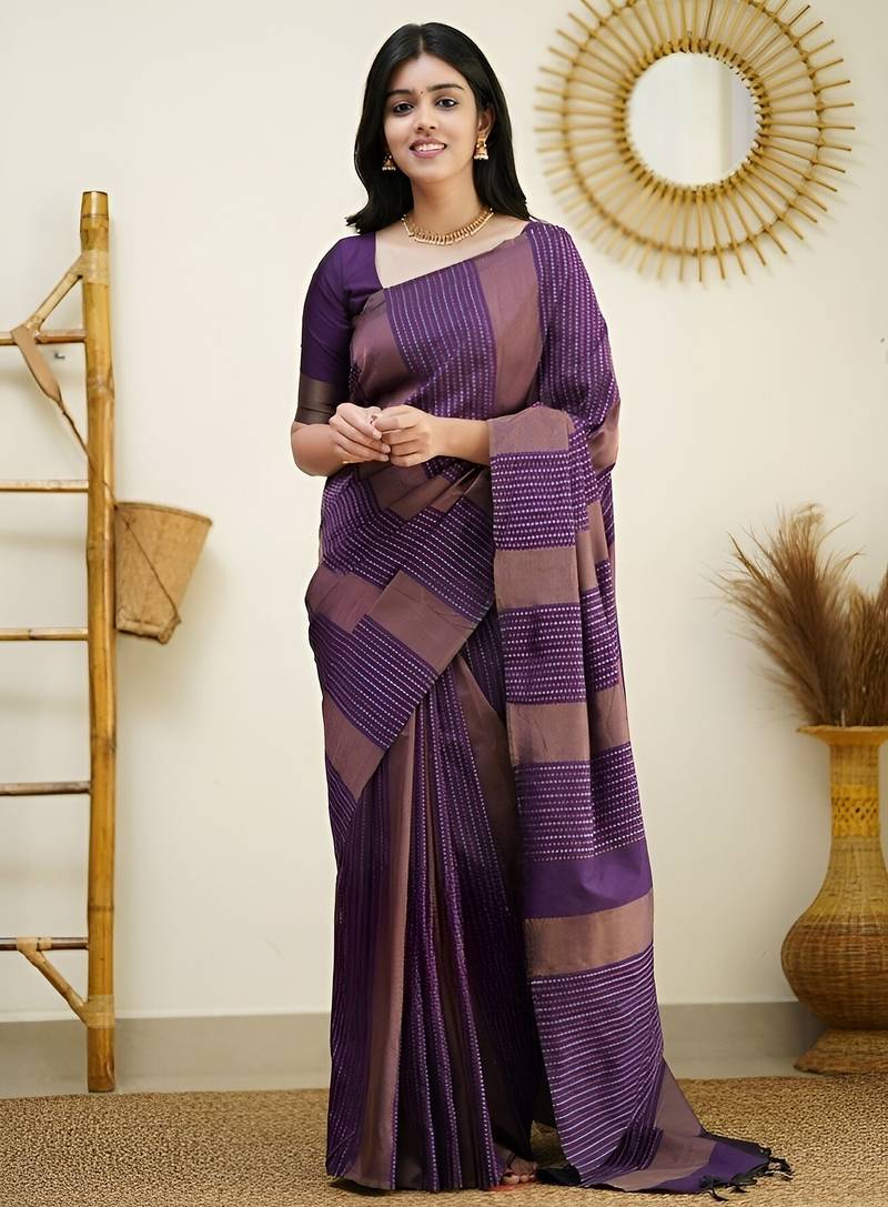 faux Kanjivaram banarasi jacquard silk blend saree with unstiched blouse piece