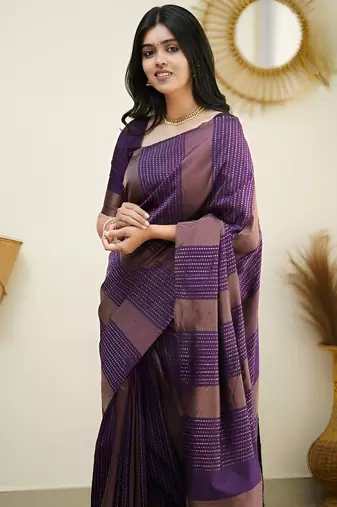faux Kanjivaram banarasi jacquard silk blend saree with unstiched blouse piece