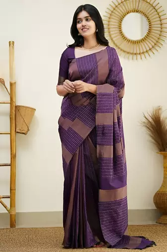 faux Kanjivaram banarasi jacquard silk blend saree with unstiched blouse piece