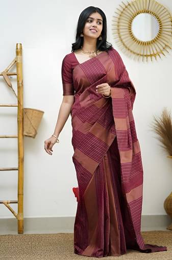 faux Kanjivaram banarasi jacquard silk blend saree with unstiched blouse piece