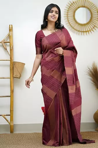 faux Kanjivaram banarasi jacquard silk blend saree with unstiched blouse piece