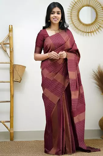 faux Kanjivaram banarasi jacquard silk blend saree with unstiched blouse piece