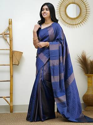faux Kanjivaram banarasi jacquard silk blend saree with unstiched blouse piece 1