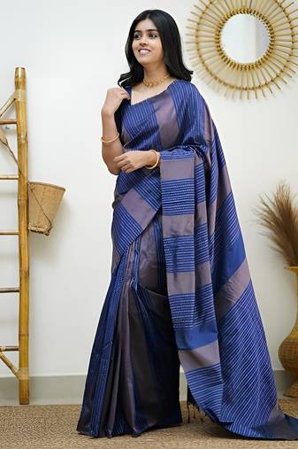 faux Kanjivaram banarasi jacquard silk blend saree with unstiched blouse piece
