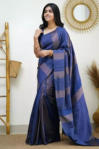 faux Kanjivaram banarasi jacquard silk blend saree with unstiched blouse piece