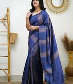 faux Kanjivaram banarasi jacquard silk blend saree with unstiched blouse piece