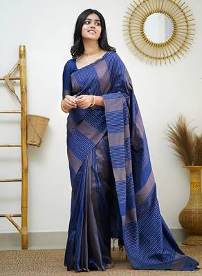 faux Kanjivaram banarasi jacquard silk blend saree with unstiched blouse piece 3