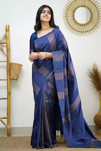 faux Kanjivaram banarasi jacquard silk blend saree with unstiched blouse piece
