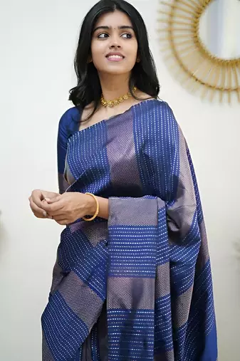 faux Kanjivaram banarasi jacquard silk blend saree with unstiched blouse piece